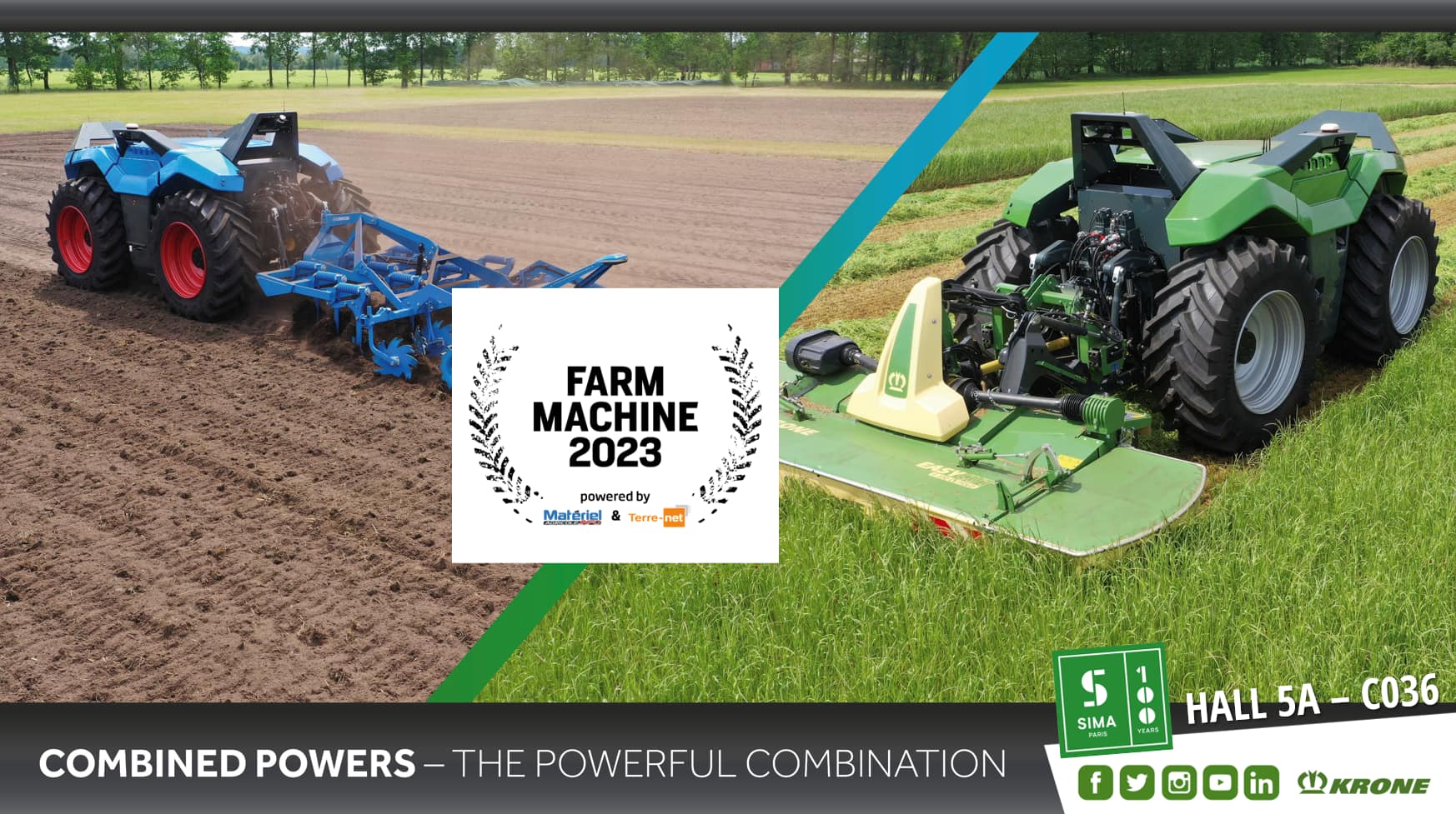 Автономний сільськогосподарський агрегат Combined Powers Krone/Lemken 🏆 виграє у номінації Farm Machine 2023 на SIMA Paris!